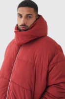 Veste d'hiver rembourrée à capuche rouge pour homme, épaisse, matelassée, coupe-vent, fermeture éclair, décontractée