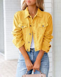 Chaquetas Vaqueras de Mezclilla con Patrón Sólido de Moda Otoño 2026 para Mujer, Venta al por Mayor de Fábrica China, Transpirables con Decoración de Botones - Product Image 2
