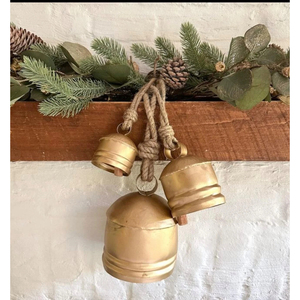Antique Gold <b>Christmas</b> Bells Rustic Metal Cow Bells Cluster on Jute Rope <b>for</b> Farmhouse <b>Wreath</b> Garland Holiday Hanging Wall Decor - Product Image 6