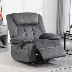 Poltrona Reclinabile Girevole in Tessuto Grigio Antracite con Poggiapiedi e Cuscino - Product Image 2