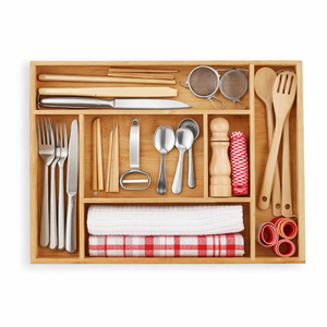 Organisateur de tiroir en bambou pour ustensiles de cuisine, plateau à couverts extensible et séparateur de couverts pour la maison et le bureau - Product Image 1