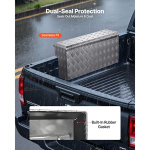 Boîte à outils robuste en aluminium pour benne de camion avec motifs antidérapants, coffre de rangement avec serrure et clé pour le rangement sur camion - Product Image 3