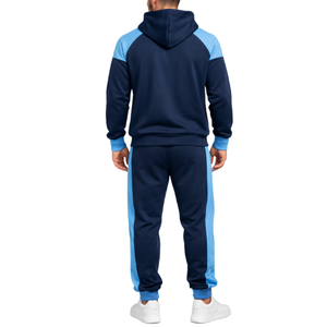 Conjunto Deportivo Premium para Hombre en Azul Marino y Azul Cielo – Sudadera con Mangas Raglán y Puños en Contraste, Pantalón a Juego, Conjunto Atlético de Dos Piezas - Product Image 2