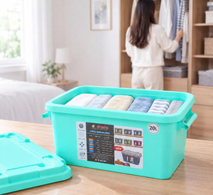 Boîte de rangement alimentaire en plastique hermétique de 20 L avec couvercle, bac de rangement empilable pour la cuisine, pour les produits secs et les pâtes - Product Image 2