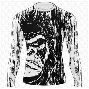 Camiseta de compresión antideslizante personalizada de primera calidad con tejido que absorbe la humedad para entrenamiento de MMA y BJJ AI-RG-26, precio al por mayor RTS - Product Image 5