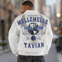 Veste universitaire en cuir véritable pour homme, design patchwork, logo sur le devant, imperméable, coupe-vent, OEM, étiquette privée