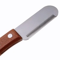 Peigne-couteau pour chien, brosse à poils pour animaux de compagnie avec manche en bois, peignes-couteaux en acier inoxydable pour toilettage et rasage des poils de chien