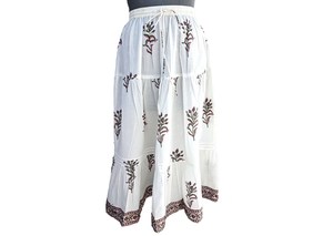 Handmade Block Print Cotton Maxi <b>Skirt</b> Women's Casual Ethnic Summer Dress <b>Elastic</b> Waist Breathable Nonwoven Long Summer Ethnic - Product Image 5