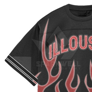 Camiseta de Baloncesto Personalizada para Hombre, Diseño de Llamas Rojas sobre Negro, Manga Corta, Malla Transpirable, Estilo Deportivo Urbano, Talla Grande - Product Image 5