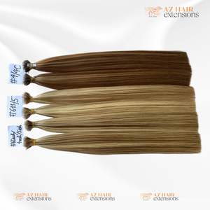 Extensions de cheveux Remy de haute qualité de cheveux vietnamiens Top Nano Tip Machine Double trame Highlight Color # 4ash Mix # 60C - Product Image 4