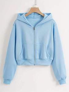 Wholesale Cropped <b>Hoodie</b> <b>Women's</b> Oversized Pullover Fleece Drop Shoulder Drawstring Hood Elastic Hem <b>Navy</b> Blue Olive Grey - Product Image 2