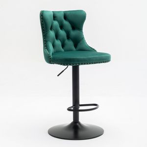 Modern Upholstered <b>Bar</b> <b>Stools</b> with Swivel Velvet Seat <b>Adjustable</b> 25 33 Inch Height 17.7 Inch Base Comfortable Backrest - Product Image 3