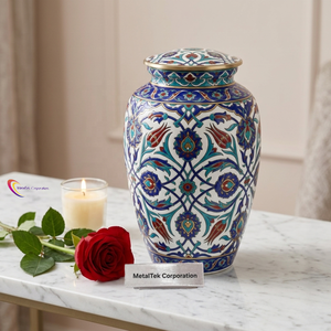 Unique Turkish Design Metal Cremation <b>Urn</b> Handcrafted <b>Large</b> Memorial Ash Jar Durable Decorative Funeral <b>Urns</b> Human Ashes & Decor - Product Image 1