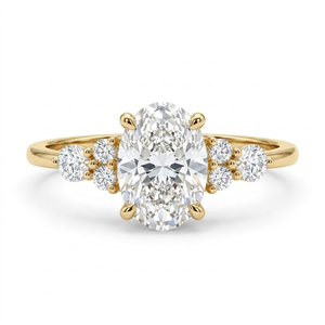 Bague de fiançailles en or 14 carats avec diamant ovale de laboratoire, alliance de mariage classique sertie de griffes, certifiée IGI, cadeau d'anniversaire, bijoux - Product Image 1