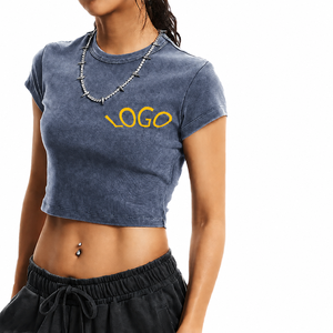 Camiseta Corta Ajustada de Cuello Redondo para Mujer, 240 GSM, 100% Algodón Peinado, con Logotipo Personalizado, Premium, Ecológica, de Gran Gramaje, Estilo Baby Tee - Product Image 4