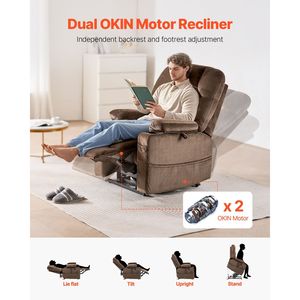 Poltrona Reclinabile Elettrica a Doppio Motore con Massaggio e Riscaldamento per Anziani, Estensibile, 2 Portabicchieri, Porta USB - Esperienza di Relax Confortevole - Product Image 3