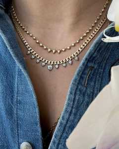 สร้อยคอแบบ Cuban Link ประดับเพชรทรงลูกแพร์เพาะเลี้ยงในห้องปฏิบัติการ พร้อมจี้ห้อย  ความยาว 18 นิ้ว ขายส่งเป็นคู่ ทองคำแท้ 14k 18k จากผู้ผลิต - Product Image 6