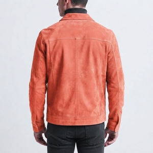 Veste en daim marron décontractée pour homme, fermeture éclair intégrale, manches longues, veste d'extérieur pour la mode et le quotidien - Product Image 4