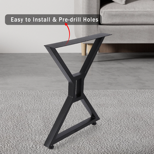 Industrial Metal Furniture <b>Legs</b> 28" Hollow Shaped Table <b>Legs</b>, Metal Table <b>Legs</b> 2PCs, 440Lbs Loading DIY Coffee Table EDPTBL027 - Product Image 3