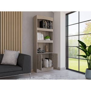 Libreria Dozza di Depot E Shop, grigio chiaro, con tre ripiani e doppia anta, con ferramenta in metallo - Product Image 2