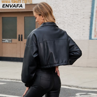 Veste en cuir PU pour femme, col montant, taille plus, automne/hiver, coupe courte, écologique, coupe-vent, imperméable