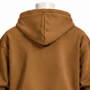 Sweat-shirt oversize en molleton épais pour homme, couleur camel, avec fermeture éclair, appliqué lettres en chenille, style streetwear, avec poches avant - Product Image 4