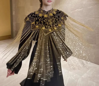 Femmes mode or Style ancien gland châle manteau haut perlé respirant pour printemps/été inspiré asie du sud-est dubaï lourd