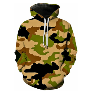 Sudaderas con capucha de camuflaje para hombre, de manga larga, estilo casual, con estampado de bosque, diseño básico, mezcla de algodón. - Product Image 3
