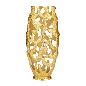 Vase de table en aluminium perforé épais de style Art déco, finition nickel antique, pour la décoration de la maison et du bureau - Product Image 4