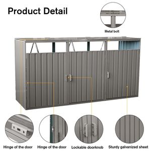 Caseta Metálica para Basureros de Exterior, Acero Galvanizado Inoxidable, Almacenamiento para Jardín, para 3 Contenedores de Basura, Resistente a la Intemperie y Duradera - Product Image 3
