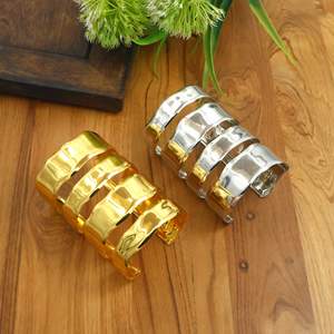 Stainless Steel Wide Hammered Cuff <b>Bangle</b> <b>Bracelet</b> for Women | Gold Silver Open Statement Cuff | Fashion Jewelry OEM ODM - Product Image 1