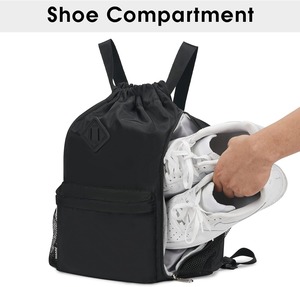 Custom Drawstring Sports Gym Bag With Shoe Compartment Water Resistant <b>Large</b> Capacity Backpack Mesh Pockets For Men Women Travel - Product Image 3