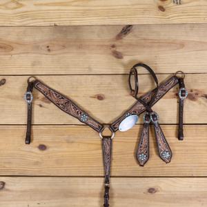 High Quality DD Leather Equestrian Breast Collar Set Black Brown Tan Colors Assorted Sizes Horse <b>Boots</b> Head Stall Variety Hairon - Product Image 1