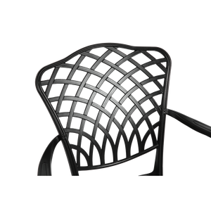 Set Bistrot da Esterno in Alluminio Pressofuso a 3 Pezzi, Resistente alle Intemperie, con Tavolo e Sedie in Metallo e Foro per Ombrellone - Product Image 5