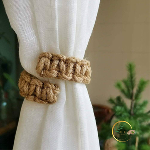 Handmade Jute Curtain <b>Tiebacks</b> – Sustainable Natural Fiber Curtain Holdbacks for Global Wholesale Buyers - Product Image 2