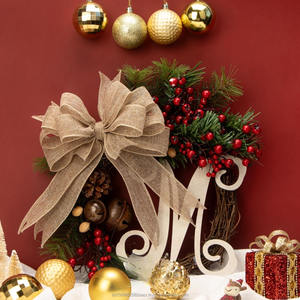 100% Jute Eco-Friendly Durable Burlap Wired Edge Ribbon 1-1/2 Inch X 10 Meters Natural <b>Big</b> <b>Bow</b> Wreath Tree Outdoor Decoration - Product Image 4