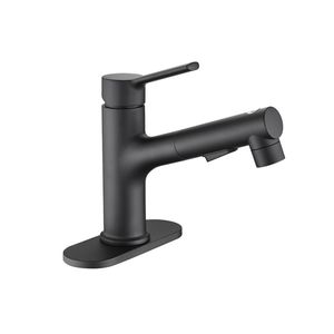 Rubinetto Moderno Monocomando per Lavabo Bagno con Doccetta Estraibile e Tappo Scarico a Scomparsa, Rubinetto Monocomando Moderno per Lavabo da Appoggio - Product Image 1