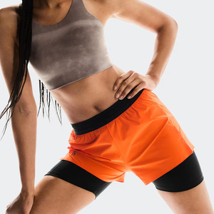 Men Breathable 2 1 Running Shorts Elastic Waist Athletic Quick Dry Tennis Gym Workout Pockets Washed 100% Cotton Eco-Friendly - Product Image 5