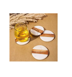 Sous-verres en bois et marbre personnalisés en gros, tapis et supports antidérapants, excellente qualité, design marbre - Product Image 3