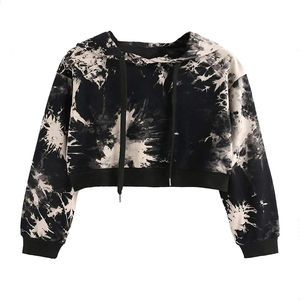 Sudadera Corta con Cuello Redondo Tie Dye para Mujer, Estilo Casual, Streetwear, Moda, Manga Larga, Cómoda - Product Image 1