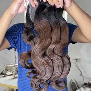 Vietnamien 100% brut brun cheveux humains vague de corps faisceaux meilleure qualité vierge Extension de cheveux Double dessiné trame 30 pouces étiré - Product Image 1