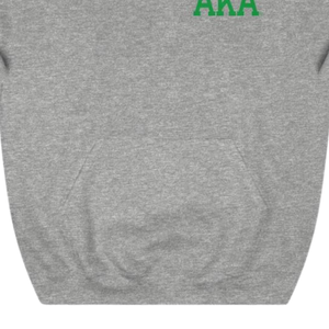 Sudadera con Capucha AKA Crest World Famous, Color Gris Jaspeado Atlético, Bordado Verde, Ropa Griega Personalizada - Product Image 4