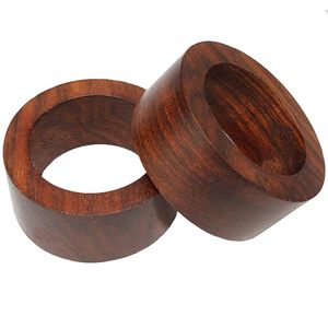 Anneau de serviette vintage en bois de noyer, porte-serviettes rond en bois, décoration de table pour mariage et fête - Product Image 1