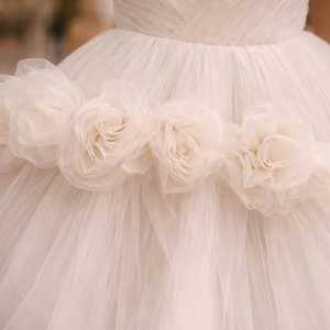 Robe en mousseline de soie féerique |   Robe de soirée luxueuse à plusieurs couches en tulle |   Robe de bal romantique brodée à la main avec des volants et un décolleté en cœur - Product Image 5