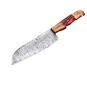 Cuchillo de chef hecho a mano de acero de Damasco, hoja de punta caída, mango de madera, 12 pulgadas, cuchillo de cocina afilado de filo recto, ambidiestro - Product Image 1