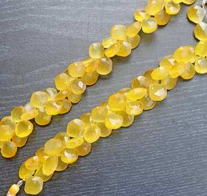 ลูกปัดหัวใจทรงเหลี่ยมจากหินแคลเซโดนีสีเหลืองธรรมชาติ สำหรับทำเครื่องประดับ ขายส่ง - Product Image 6