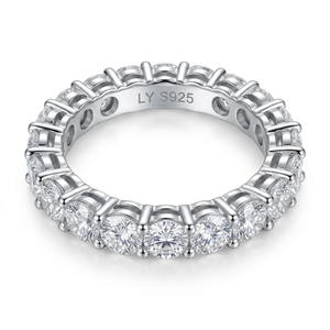 925 Sterling Silver Moissanite Eternity Band <b>Ring</b> 18K Gold Plated Rhodium Plated <b>Cushion</b> Cut Prong Set <b>Wedding</b> Jewelry for Women - Product Image 1