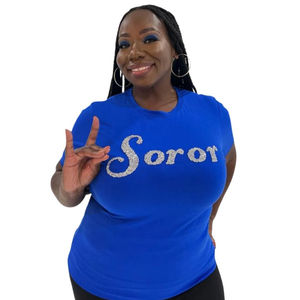 T-shirt Sororité Blue Diamond pour Femme, 100% Coton, Broderie de Paillettes Lettres Grecques, Vêtement Confortable pour Sœurs de Zeta Phi Beta - Product Image 2