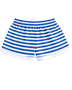 Ensemble crop top et short rayé bleu et blanc personnalisé pour femme – Tenue décontractée d'été deux pièces avec taille élastique – Vêtements de détente et streetwear OEM - Product Image 6