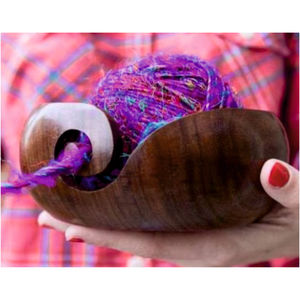Factory Wooden Yarn <b>Storage</b> Bowl Portable <b>Knitting</b> Yarn Holder Handcrafted Wood <b>Knitting</b> Crochet Bowl Organizer for Craft Bowl - Product Image 2